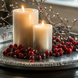 Candles Silver Tray